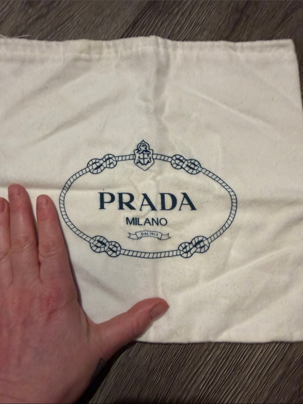 Prada White Dust Bag with Navy Logo - Picture 2 of 5
